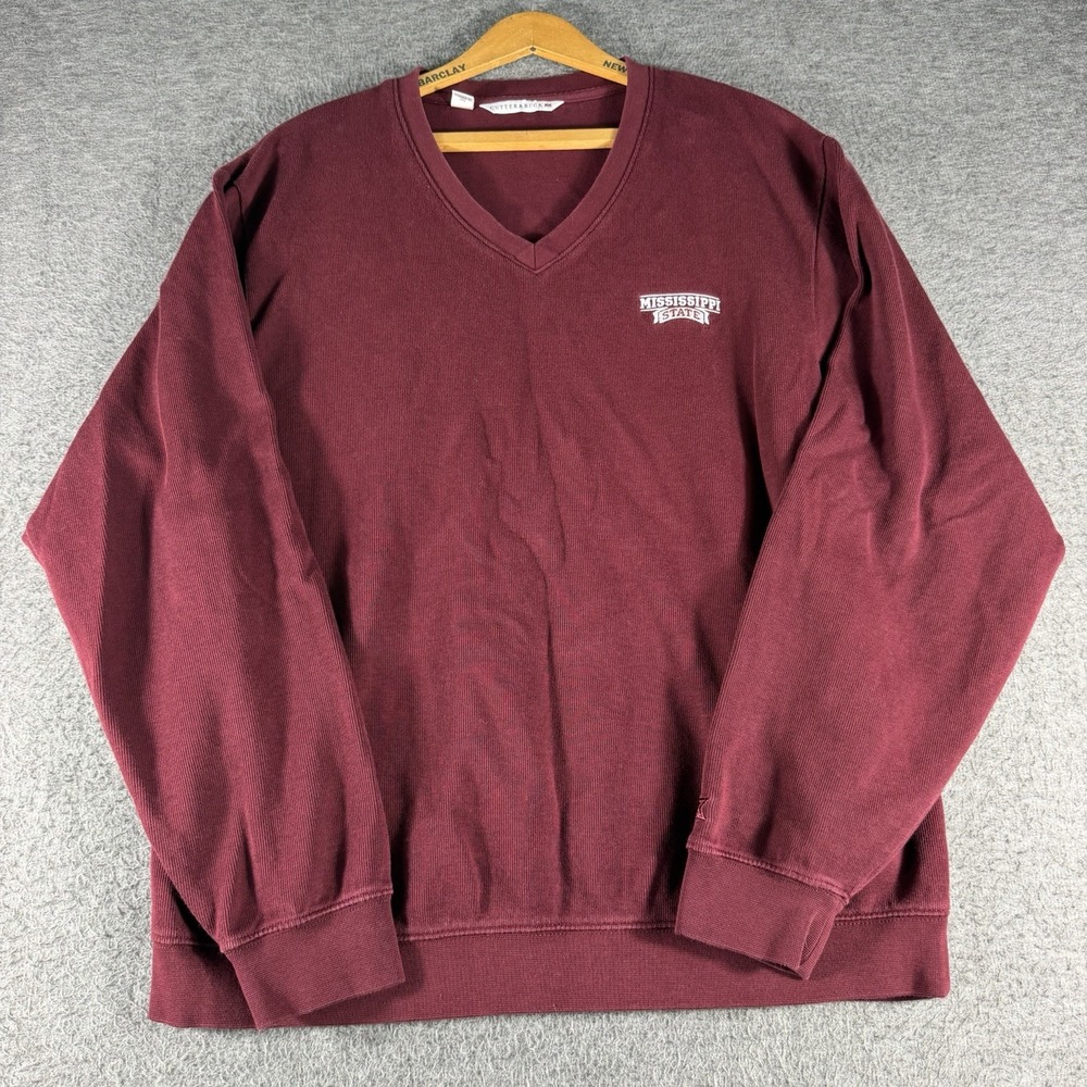 Mississippi State Bulldogs Cutter and Buck Maroon Ribbed Sweater Sweatshirt SZ L